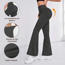 TIN 1 Piece Women's Black High Waist Flared Pants, Comfortable And Stretchy Casual Trousers, Suitable For Dance And Yoga Leggings - 灰色 - 查看 1