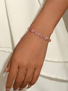 Zirconia Rhombus Star Clasp Bracelet, Light Luxury High-End Fashion Delicate Elegant Versatile Hand Accessory - Blue Oval - View 1