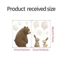 1set Bear, Rabbit, And Balloon Wall Stickers, Self-Adhesive Paper, Suitable For Home Decoration, Room Decoration, Wall Decoration, Made Of Waterproof PVC Material, Removable - Self-adhesive - View 3