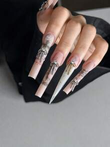 10Pcs Bow Nail Charms, Gold & Silver Tone Alloy Rhinestone Bow Nail Art Decorations, Luxury 3D Bow Nail Accessories For DIY Manicure & Press On Nails - Multicolor - View 5