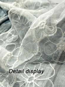White Lace Scarf, Floral Embroidery Pure Silk Ribbon Scarf, Elegant Headband And Neck Scarf, Suitable For Hair, Bag, And Clothing Decoration, Perfect For Family And Gifts - One Size - View 9