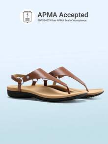 Women's Flat Sandals, Walking Sandals With Arch Support - Brown - View 6