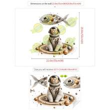 1pc Creative Cartoon Vinyl Wall Sticker, Solar System Print, Space Theme Spaceship Decal, Self-Adhesive Wall Sticker For Bedroom, Entrance, Living Room, Porch, Home Decor - 46084-cat's Eye Starry Sky - View 3