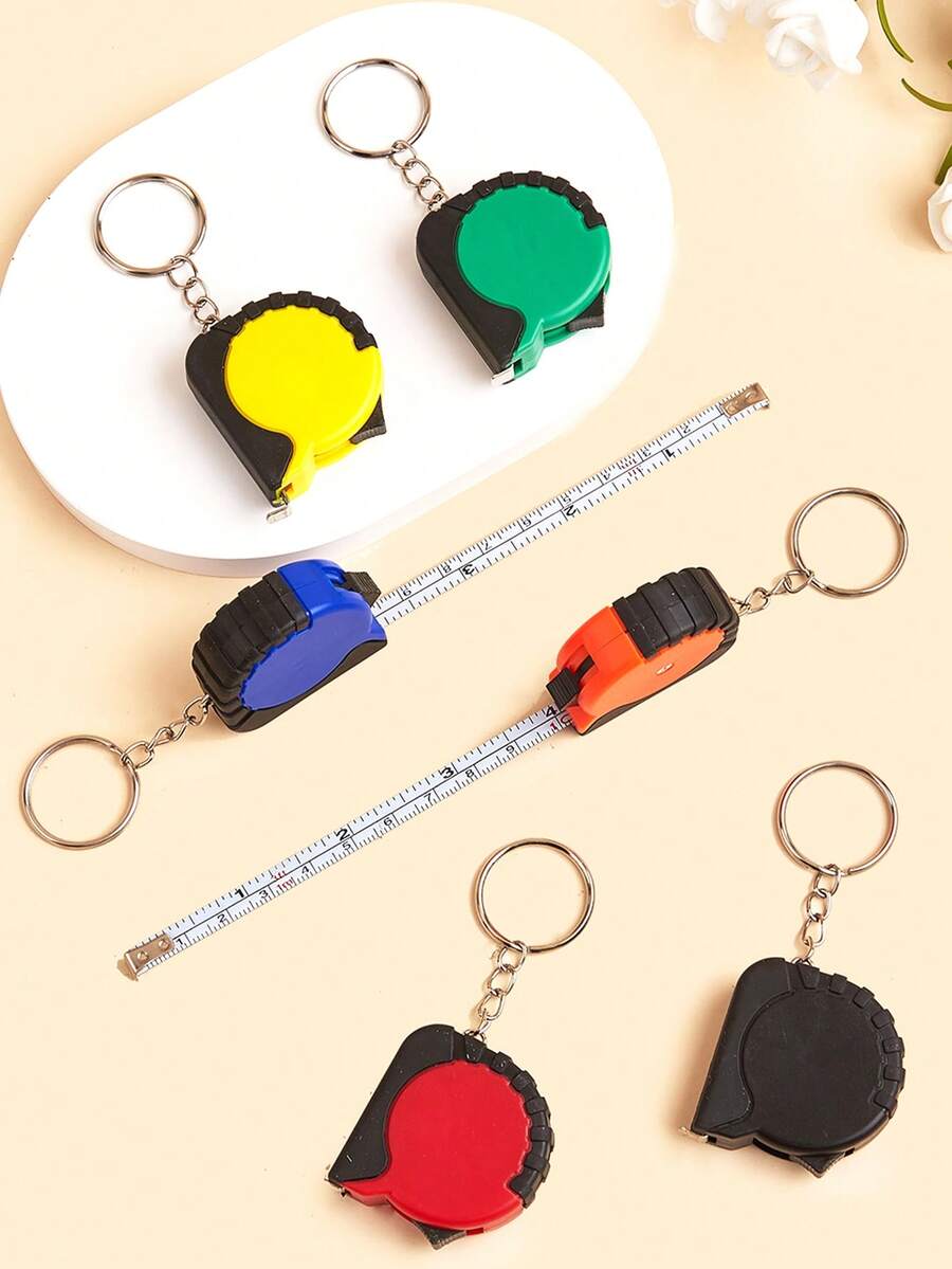 1pc Mini Portable Keychain Measuring Tape,Retractable Pocket Pendant,For Men,Architects,Engineers.Car Keychain Lanyard,Key Chain Accessory.Gifting. - Multicolor - View 1