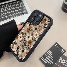 Compatível com iPhone 16 e 15 Pro Max Plus 14 13 12 11 X XR, capa de telemóvel em silicone macio com padrão de design floral, resistente, durável, à prova de choques e anti-arranhões, presente para raparigas e mulheres, adequada para iPhone 17 Air - Preto - Ver 1
