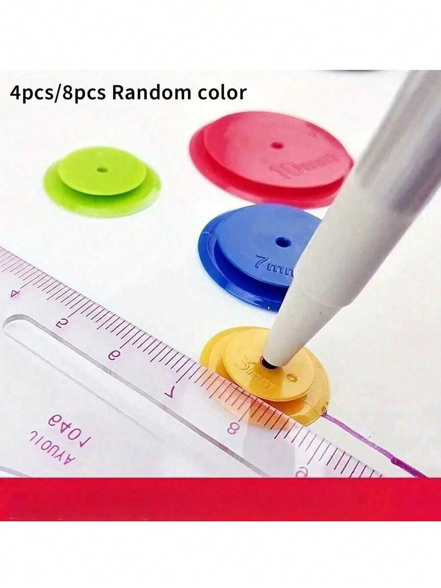 4/8pcs Plastic Sewing Ring Set, Suitable For Sewing And Handicrafts, Multi-Size Patchwork Tools And Marking Rulers, Random Colors, Suitable For Home And Sewing Shops (3mm/5mm/7mm/10mm)(Random Color) - Multiple Styles - View 1