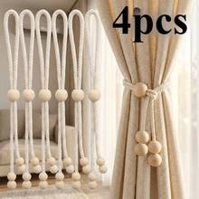 2/4pcs Wooden Bead Curtain Tiebacks, Adjustable Tension, Suitable For Living Room, Bedroom, Office, Outdoor And Other Curtain Tiebacks, Simple And Elegant, Beautiful And Fashionable Curtain Accessories - Curtain Tiebacks - View 10