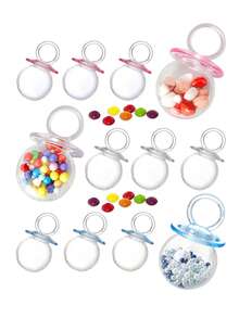 1/12pcs Creative Pacifier Shaped Candy Jars, Baby Shower Mini Pacifier Bottle Boxes, With Lid Candy Containers, Small Item Storage Boxes, Gift Storage Containers, Candy, Cake, Chocolate Display, Suitable For Home, Wedding, Baby Shower, Valentine's Day, Easter, Thanksgiving - Nipple - View 1