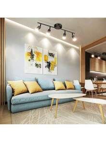 Black Track-Type Ceiling Spotlight With Rotating Head (Bulb Not Included) - Black - View 9