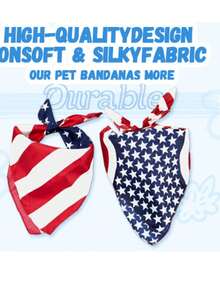 2 Packs, Triangle Reversible American Flag Pet Patriotic Scarf For Boy And Girl, Premium Durable Fabric, Medium And Large Dogs (Large) - Red and White - View 11