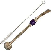 Stainless Steel Yerba Mate Tea Bombilla Gourd Drinking Straw Silver Purple by - Púrpura - Ver 3