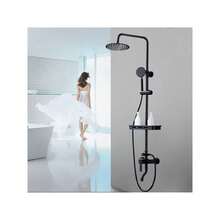 Duschsystem Regendusche Duschset Retro Bad Duschsystem mit Handbrause Rain Shower Faucet, Duscharmatur Komplettset, Duschset - Schwarz - Übersicht 2