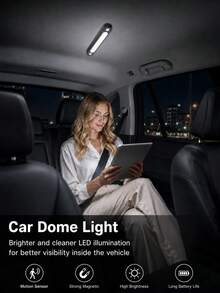 XF.Meraki 無線 LED 樹幹/後車廂燈 - 24 顆 LED 動態感應燈，磁吸式安裝，可充電（1500mAh 電池，USB-C 充電）- 適用於車內、露營、閱讀和緊急情況 - 白色 - 後行李箱感應燈 - 查看 5