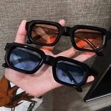 Multi-Pair Geometric Full-Frame Retro Ins Style Women's Glasses, Versatile For All Face Shapes, Suitable For Back To School, Road Trips, Travel, Music Festivals And Daily Wear, Easy To Match With Various Outfits, Perfect Gift Choice - Black Orange + Black Blue - View 1