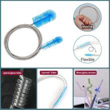12 Pcs Tube Pipe Cleaners Kit, 17" Long Handle & 8.2" Multi-Diameter Brushes, 35" Flexible Dual-Head Cleaner For Narrow Neck Bottle, Curved Glass Tube, Hard-To-Reach Crevices - Default - View 4
