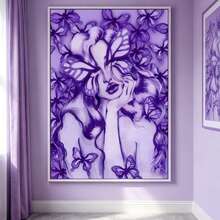 1 buah Lukisan Kanvas Potret Wanita Kupu-kupu Ungu Modern untuk Dinding, Cocok untuk Kamar Tidur, Ruang Tamu, Kantor, Tidak Termasuk Bingkai - Purple - View 8