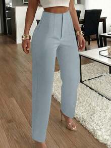 Women's Elegant Office Trousers With Pleated Side Pockets And A Slim Fit, Suitable For Casual Spring Wear - 藍色 - 查看 11