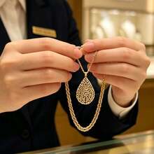 1 pieza Collar colgante de moda minimalista para mujer con patrón hueco, brillo metálico brillante, adecuado para ceremonias de estrellas, banquetes de alta sociedad, joyería, atuendos casuales versátiles, viajes casuales, vacaciones en la playa, regalos de vacaciones - collar colgante - Ver 5