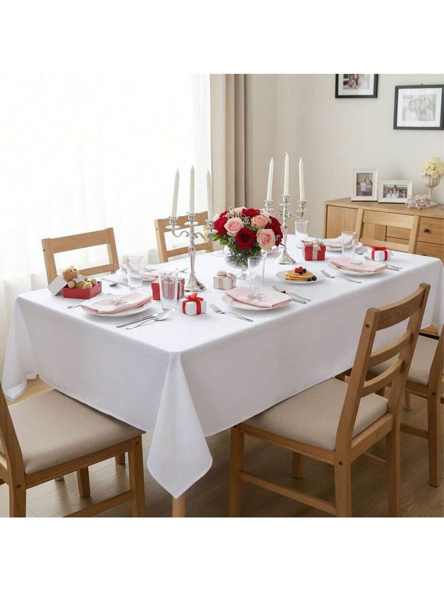 1 Pack Red & Green Tablecloth 147 X 259.08 Cm, Rectangular 1.88m Tablecloth - Stain-Resistant, Wrinkle-Resistant, Washable Polyester Tablecloth, Suitable For Dining Table, Buffet Party And Camping Christmas Decoration (Multiple Colors And Sizes Available) - Multicolor - View 1
