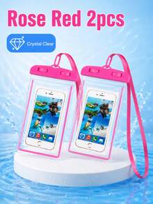 1/2/3/5入通用防水手機袋 防水手機殼 適用於 iPhone 14/13/12/11 Pro Max/XS Plus、Galaxy S22/S23 手機 (最高 7.0 吋) 3D 手機防水乾袋 - 玫紅色 - 查看 20
