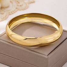 3pcs/Set Minimalist Geometric Asymmetric Teardrop Metal Bangle Set, Thick Solid Alloy Material, Suitable For Women - Gold - View 5
