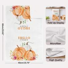 2件裝 Hello Autumn 南瓜印花超細纖維柔軟廚房毛巾，40*60cm 長方形抹布、桌布、手巾，廚房裝飾、家居裝飾，鄰居喬遷禮物，廚房餐巾與抹布，廚房浴室家居必需品 - 橘色 - 查看 3
