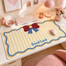 Alfombrilla de escritorio con lazo lindo, alfombrilla de ratón para juegos grande, alfombrilla de teclado y ratón extendida estética kawaii, protector de escritorio antideslizante para hogar, oficina y juegos - Ver 13
