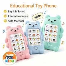 Baby Toy Phone, Cute Bear Music Learning Phone With Light And Sound Effects, Toddler Interactive Educational Toy, Multi-Function Early Education Toy, Colorful Buttons + Colorful Lights + Pleasant Music, And Durable Gift For Babies (Batteries Not Included) - Multicolor - View 2