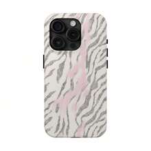 ELIXRE Chic Zebra Print Tough Phone Cases,  Tech Accessories, Stylish Phone Protection, Unique Gift For Her, Birthday Present Protector Shockproof - 白色 - 查看 1