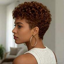 6 Inch Short Pixie Cut Human Hair Wig, Women's Curly Textured Full Lace Front Wig - Multicolor - View 11