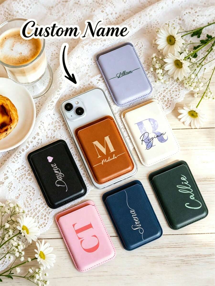 Ayotu 客製化姓名磁吸式卡夾,相容 iPhone 17 Pro Max/16/14/13/12/11,卡夾手機殼,信用卡夾,可存放信用卡、交通卡、身分證,適合送給朋友、同學、同事、摯友、家人的禮物 - 彩色 - 查看 1