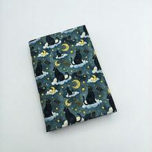 1 Pc Gold Moon And Cat Fabric Book Cover, Flat Printed Fabric Book Sleeve For Notebooks, Gift For Book Lovers, Couples, And Holidays,Back To School - Single Piece - View 8