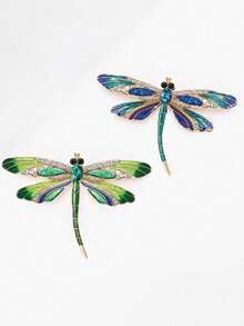 Fashionable Blue Rhinestone Dragonfly Brooch - Classic Enamel Insect Pin, Zinc Alloy Material, Not Washable - Perfect Fashion Accessory And Gift. Suitable For Men And Women To Wear. - Multicolor - View 10
