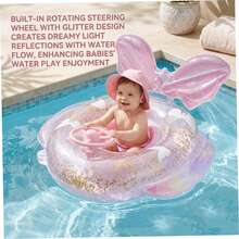 Baby Swimming Float Ring, Toddler Swim Ring With Steering Wheel, Inflatable Baby Swim Seat, Summer Kids Water Float Toy - Pink - View 3