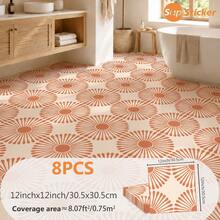 SUPSTICKER 8/24pcs Vintage Sunburst Pattern PVC Floor Tiles, Matte Self-Adhesive Anti-Slip Wear-Resistant, 12x12 Inch, 4 Styles Available, Suitable For Entryway Bathroom Kitchen - Multicolor - View 14