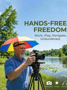 Multifunctional Hands-Free Sun Umbrella Hat With UV Protection And Waterproof Coating, Lightweight Sun And Rain Protection Hat, Unisex, Multi-Color Wearable Head-Mounted Sun Umbrella, Suitable For Outdoor Camping, Vacation, Fishing, Yard And Garden Use - A - View 14