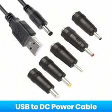 5 In 1/12 In 1 USB To 5V DC Power Cable 5.5 * 2.5mm Jack Charging Cord With 5 Selectable Connector Universal Power Cable For TV Box - Black - View 1