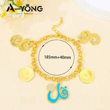 Fashion Dubai Hip-Hop Style 21K Gold Plated Middle Eastern Islamic Lucky Bracelet, Italian Women's Party Jewelry - Pendant Bracelet - View 14