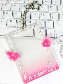 1pc Ins Cute Star Gradient Wings Acrylic Card Holder 3-Inch ID Photo Sleeve Pendant For Student Celebrity Fan Collectible Cards - Wing - View 2
