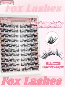 KOUUNOTENN 2026新款 100片裝 Fox Eyelashes 蓬鬆自然單簇假睫毛,附刷子,彩妝工具,適合派對 - D - 查看 5