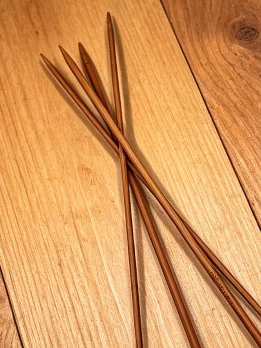 Bamboo Woven Knitting Needles - 35cm Long, 2pcs/Set Non-Slip Ergonomic Yarn Knitting Tools, Suitable For Sweaters, Scarves And Handmade Gifts, Handmade Accessories 5.0mm 2pcs/7.0mm 2pcs - Carbonized Single-pointed Knitting Needle - View 1