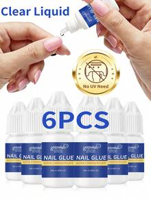 GELPOLISH 1件/6件 3g 透明持久水鑽美甲膠，適用於壓克力指甲、美甲藝術膠、指甲貼片膠凝膠 - 5ml白蓋 - 查看 8