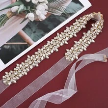 Gold Applique+Organza White Ribbon