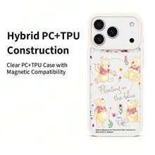 1pc Disney Winnie The Pooh Acrylic Magnetic Phone Case, Cute & Adorable, Anime Cartoon Design, Wireless Charging Compatible, Unisex Protective Shell Compatible With Iphone 17/17 Pro/17 Pro Max/17/16/15/14/13/12 Series - White - View 2