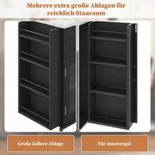 Mobile Kitchen Island With Foldable Work Surface, Kitchen Trolley, 5 Wheels, Multiple Storage Solutions, Spice Rack, Cutlery Drawer, 120 X 45 (70) X 90 Cm - 黑色 - 查看 5