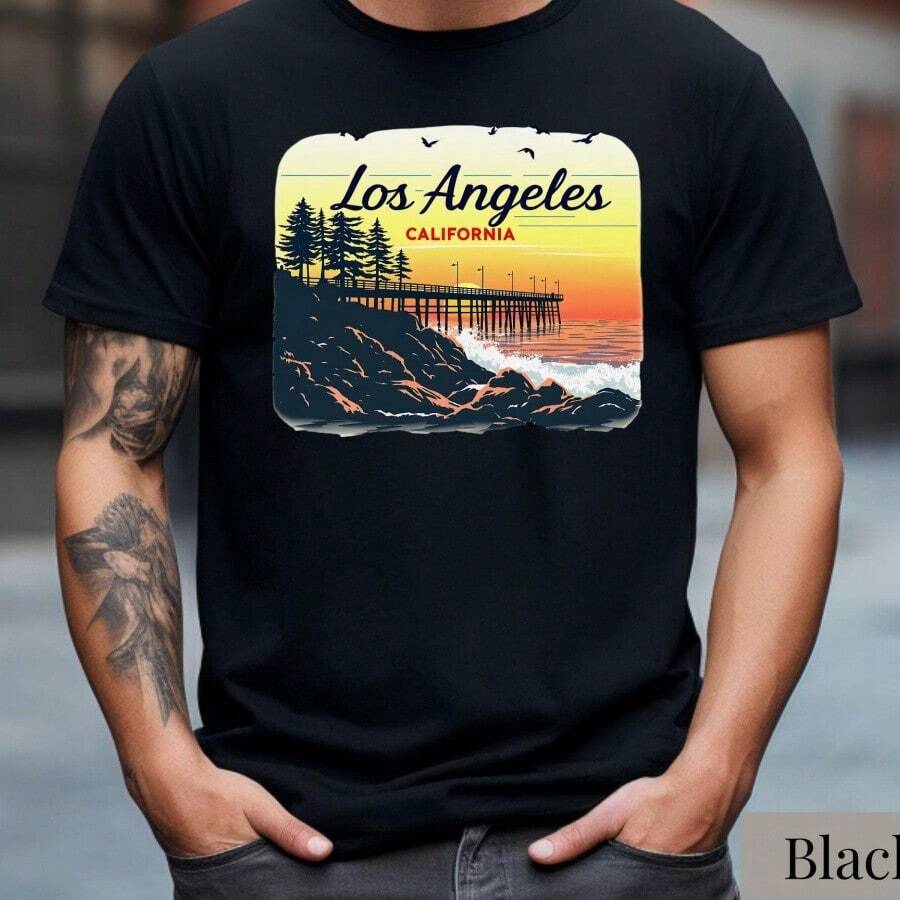 Los Angeles California Unisex Vacation Travel Shirt Souvenir Los Angeles T-Shirt Gifts Los Angeles Souvenir Gifts For LA - 黑13 - 查看 1