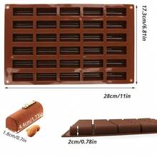 1pc 30-Cavity Non-Stick Silicone Granola Bar Mold, Chocolate Mold, Silicone, Easy Release, Flexible , Heat-Resistant, Suitable For Chocolate Truffles, Bread, Brownies, Cornbread, Cheesecake, Pudding, Butter, Nut Candy And Ice Cube Tray, Home Baking, Beginner DIY - Coffee Brown - View 6