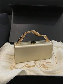 輕奢小眾高端女款方包，大容量斜挎包，通勤小方包 - 金色 - 查看 8