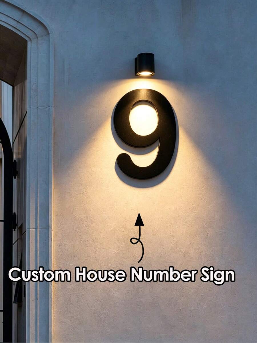 Customized Modern Door Number Plate - Black Door Number And Address Plate - Door Number Plate - Black - View 1