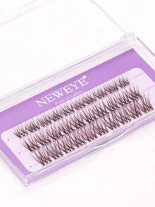 Neweye 30片棕色預黏貼自然風D捲度自黏簇裝假睫毛，10-14mm混長單簇睫毛，免膠水，蓬鬆輕盈卡通風，旅行化妝工具禮物，適合女性與女孩 - D - 查看 7